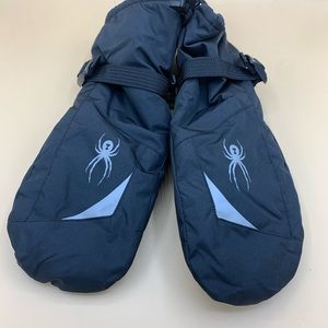 New Spyder Men’s Black Logo Insulated Ski Winter Snow mittens Size L/XL or S/M